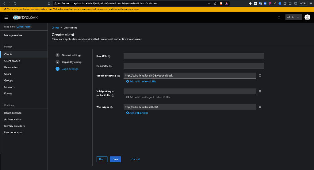 Keycloak Client Login Settings