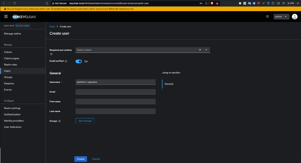 Create Keycloak User