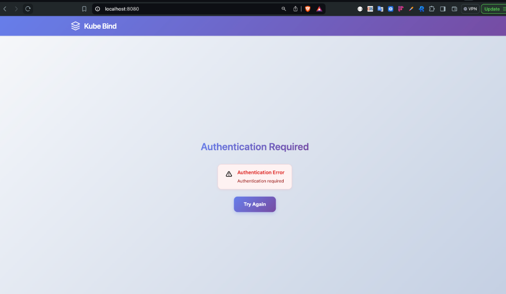 Kube Bind Authentication Required